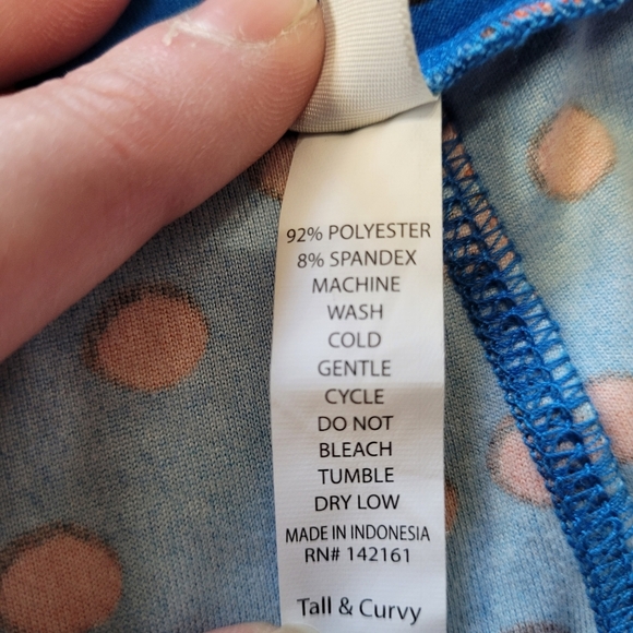 LulaRoe Blue and Red Polka Dot Hi-Rise Legging Size Women's Tall and Curvy 12-22 - Picture 10 of 10